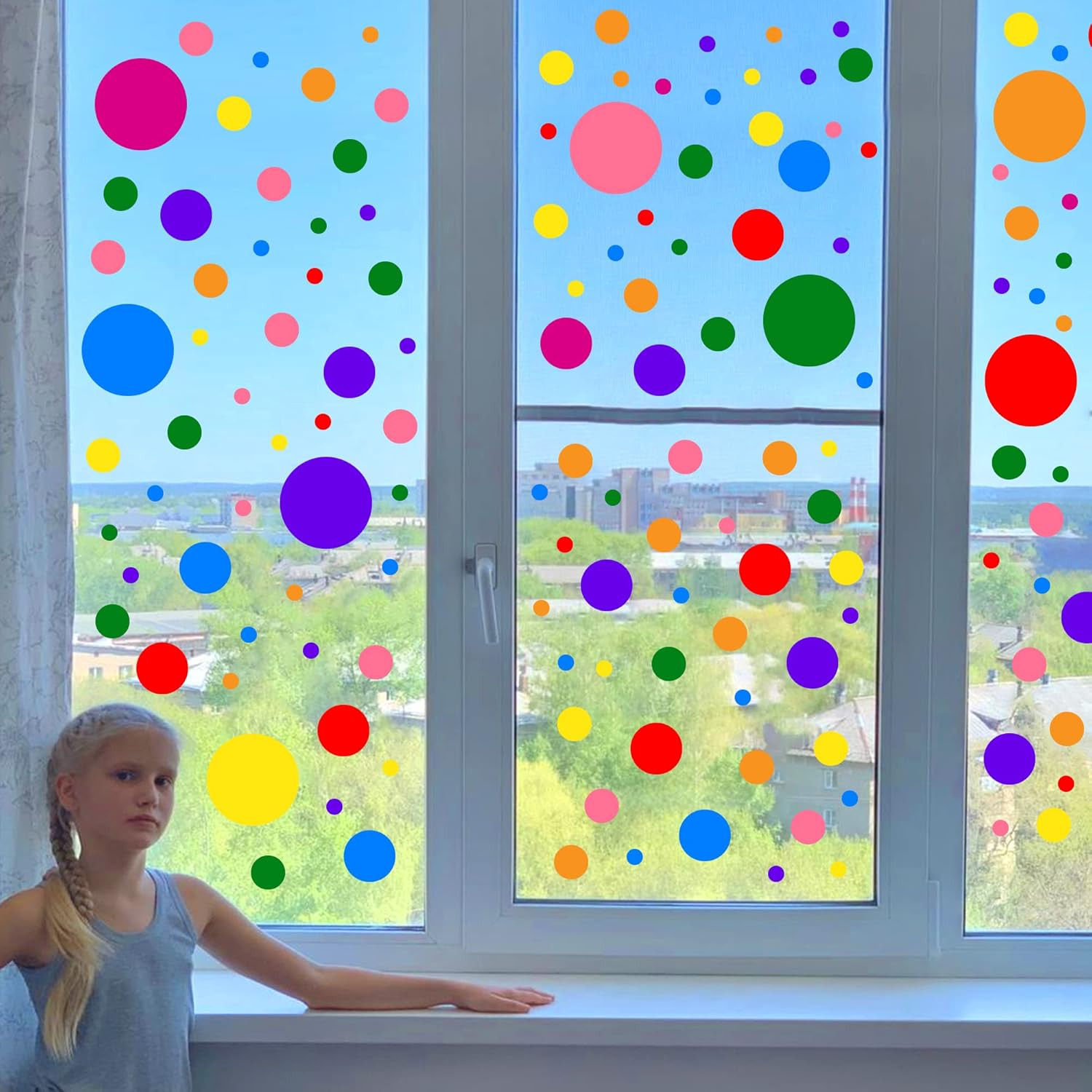 1240Pcs Polka Dot Wall Decals Colorful Boho Wall Decal Peel and Stick Kids Decal