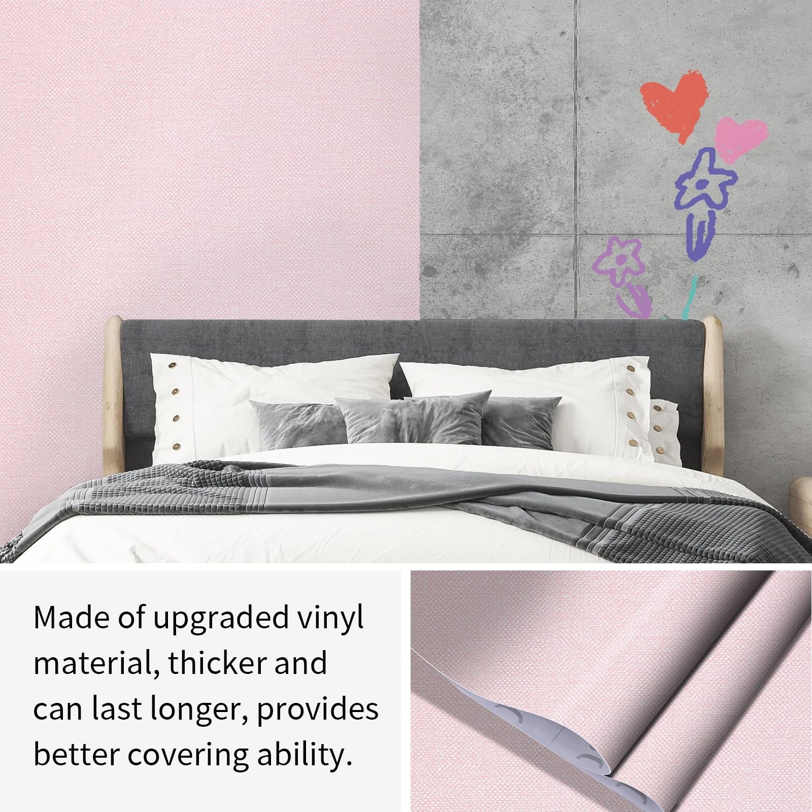 Pink Grasscloth Wallpaper Peel and Stick Textured Contact Paper 15.75inchx118…