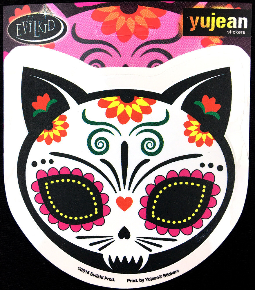 Gato Muerto Evilkid Sugar Skull Dead Cat Die-Cut Decal Sticker Dia De Los Day