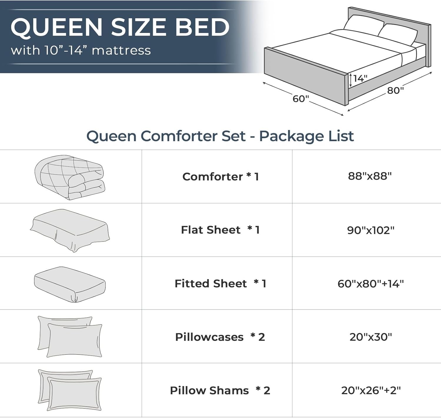 7 Pieces Queen Comforter Set, All Season Reversible Bed in a Bag, Ultra Soft …