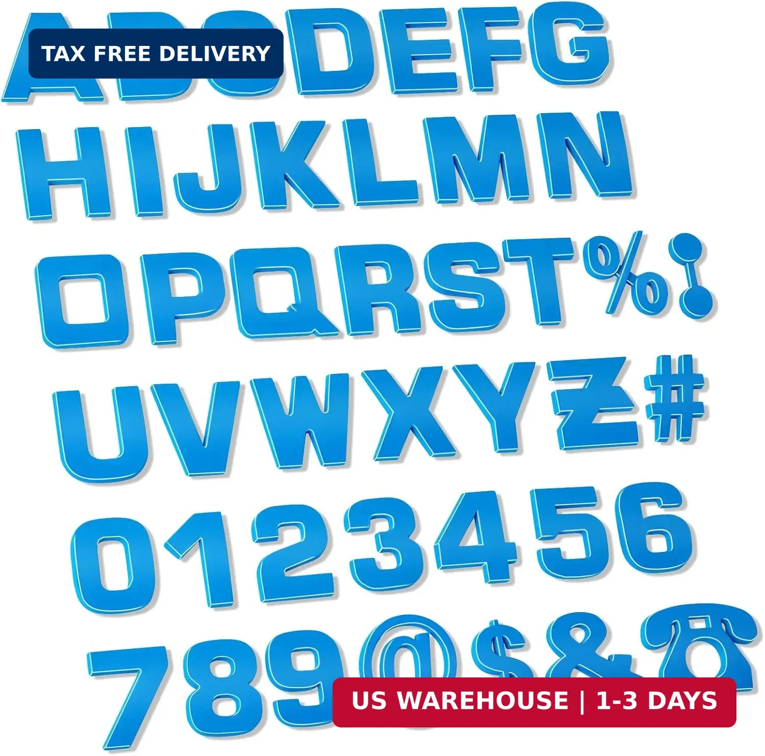Lamoutor 43Pcs Large Size Car Emblem Letters Sticker DIY 3D Chrome Number Symbol