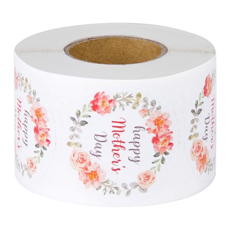 500Pcs Happy Mother s Day Sticker with Sweet Flower Design Adhesive Label Decal
