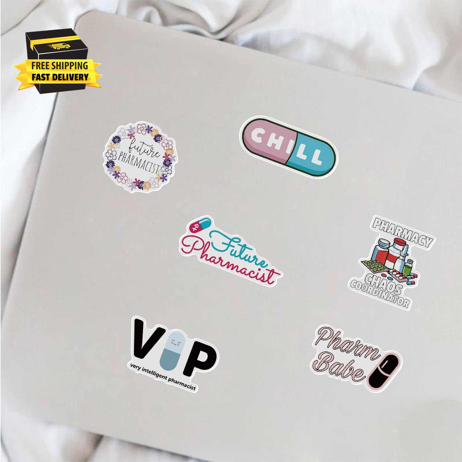 Cute Pharmacist Stickers Pack 50Pcs,Waterproof Vinyl Decals for Water Bottles La