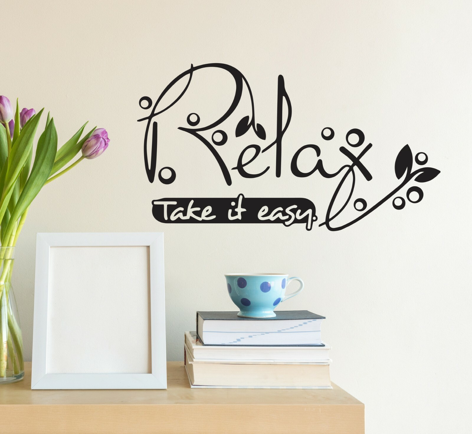 Wall Decal Relax Take It Easy Phrase Interior Vinyl Decor Black gz554