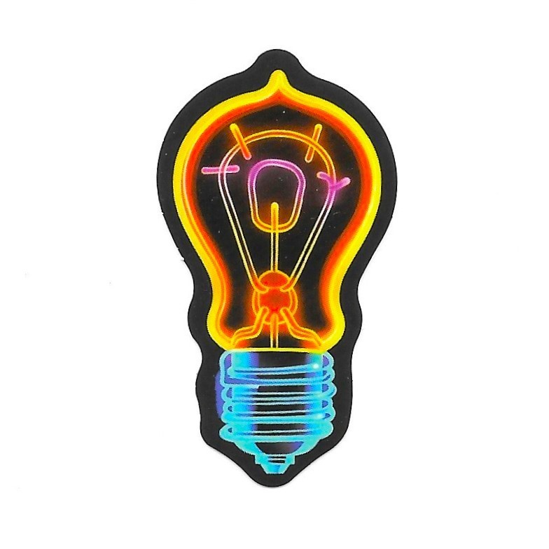 Neon Light Bulb Vinyl Sticker Idea Retro Glow Decal Laptop Water Bottle Art