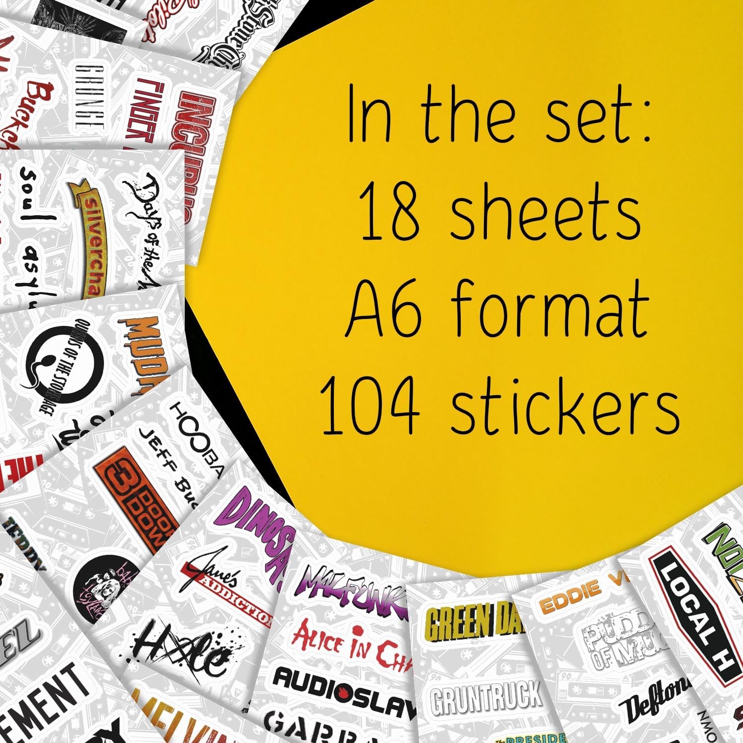 100Pcs Grunge Stickers, 90's Grunge Music, Rock Stickers, Rock Band Decals, Musi