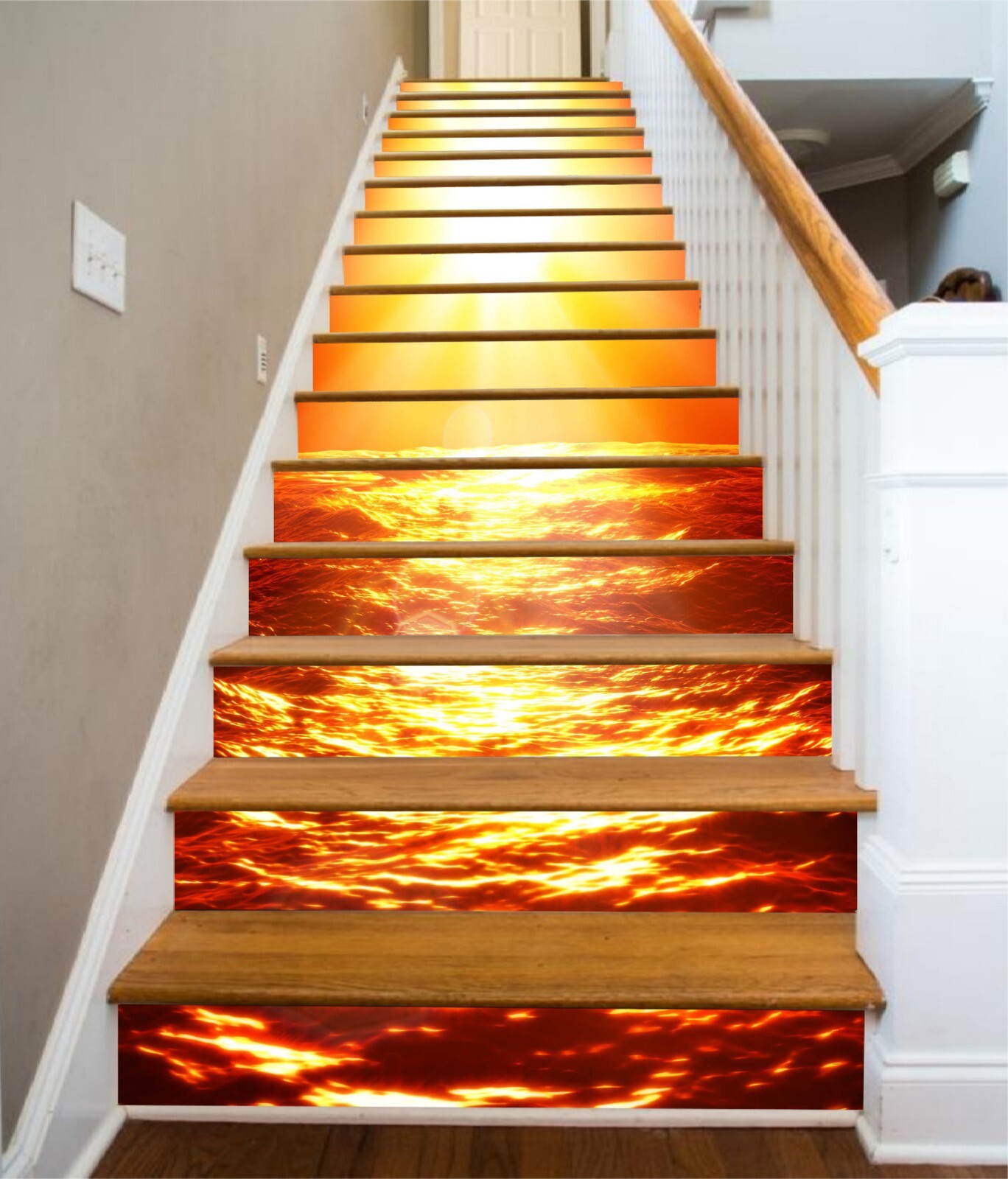 3D Sea Surface Dusk AZ1378 Stair Risers Decoration Mural Vinyl Wallpaper Kay
