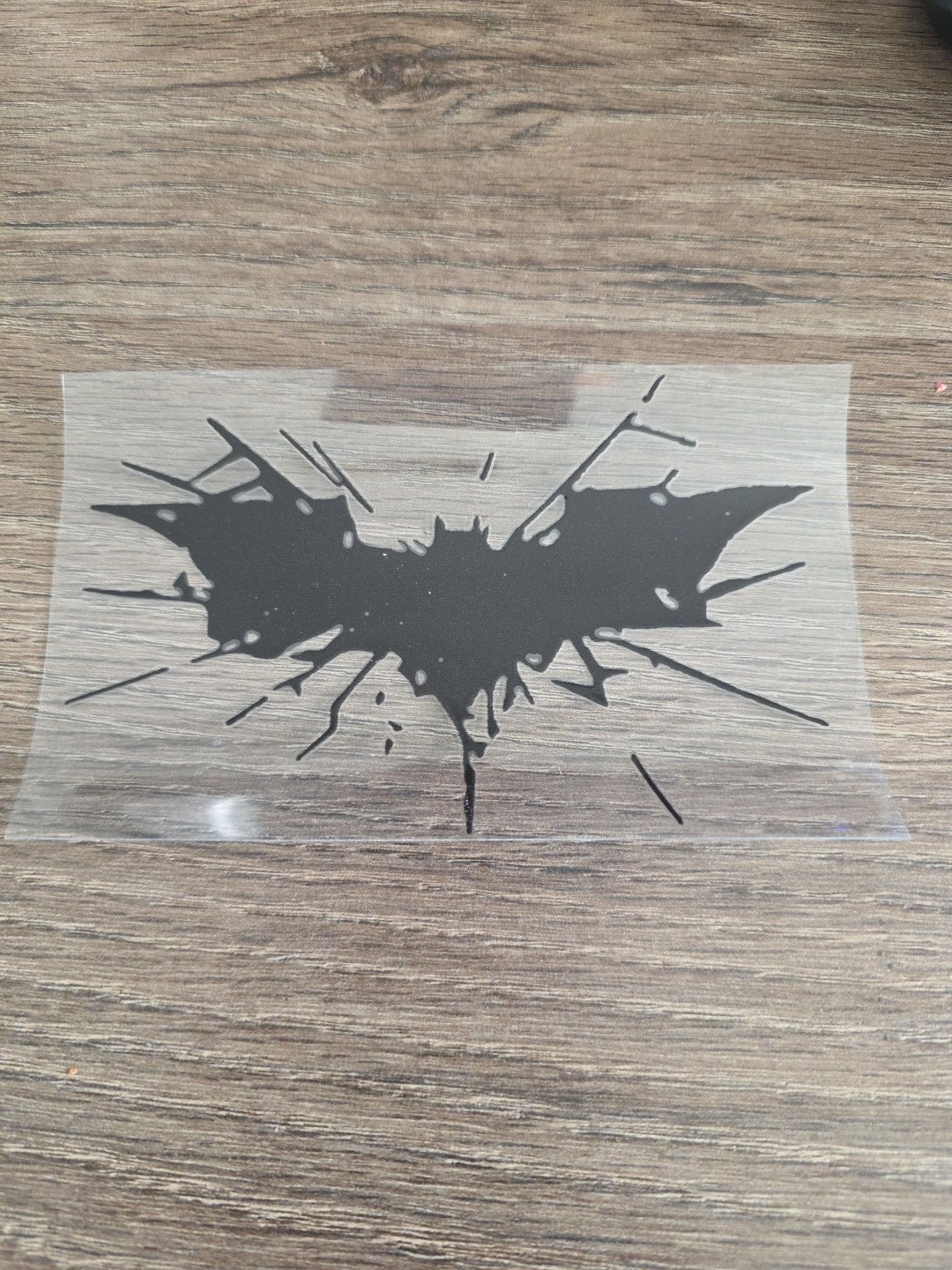 Batman Dark Knight Crashing Raised UVDTF Black Decal Made In The USA Waterproof