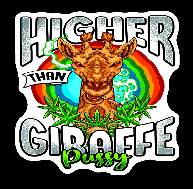 Higher Than Giraffe Sticker Weatherproof Vinyl UV Safe 420 Cannabis Weed dank