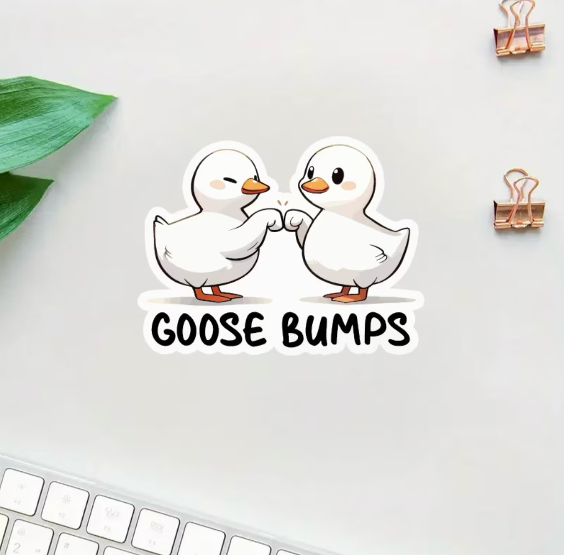 1 PC – Glossy Goose Bumps Funny Cute Fist Laptop Travel Luggage Cup Bottle Book