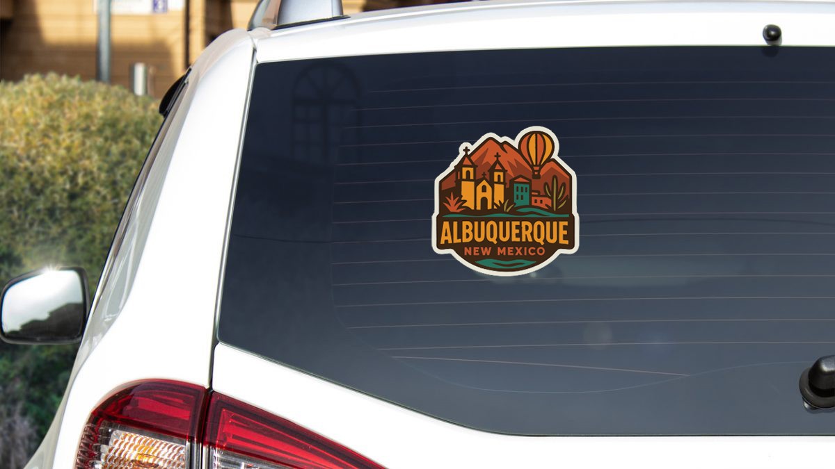 Albuquerque New Mexico Sticker Decal Vinyl Die-Cut City Skyline Landmark Design
