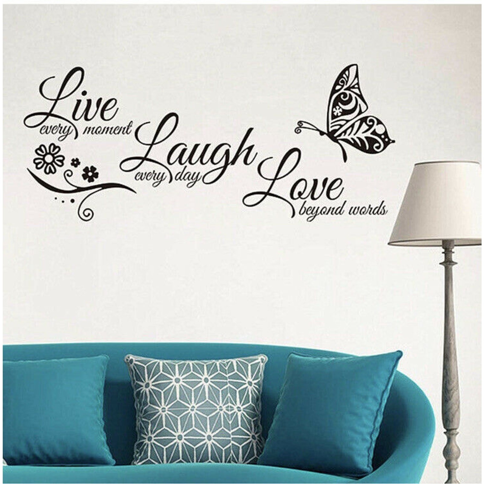 Live Laugh Love Butterfly Flower Wall Decal Sticker Vinyl Home Decor Wall Art