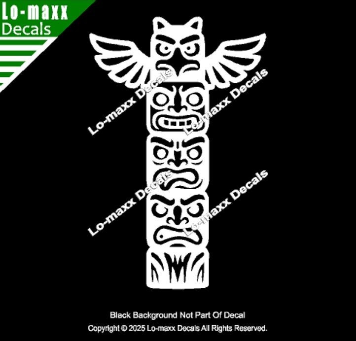 Totem Pole Tower Die Cut Sticker for Lockers, Laptops Lab Doors SUV Boats