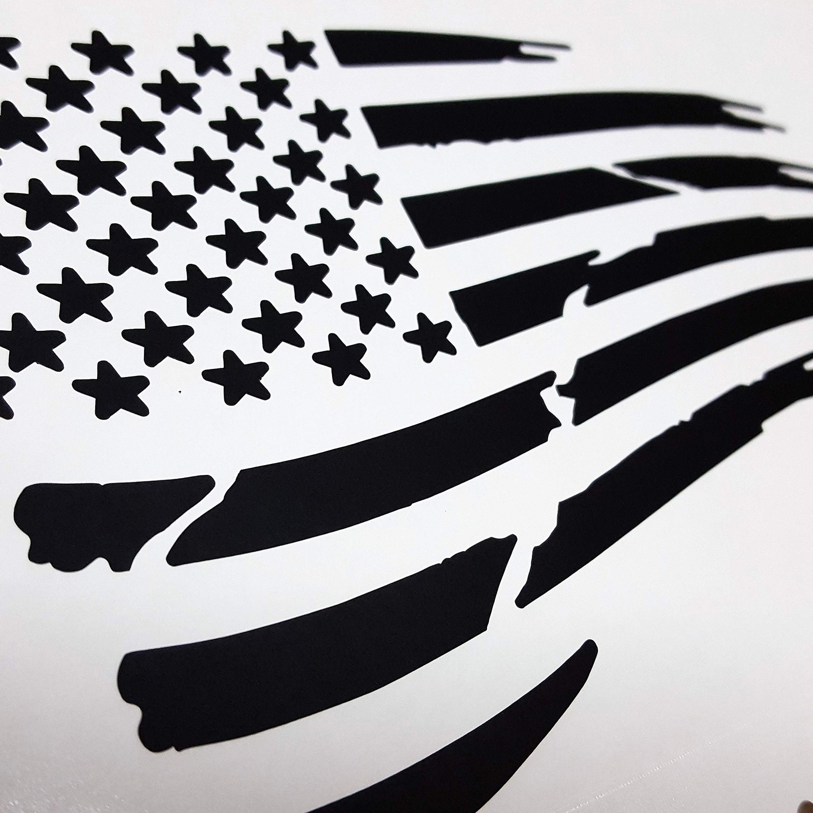 Pair of Waving USA American Flag Decal Sticker Die-Cut Subdued Car Truck (4" …