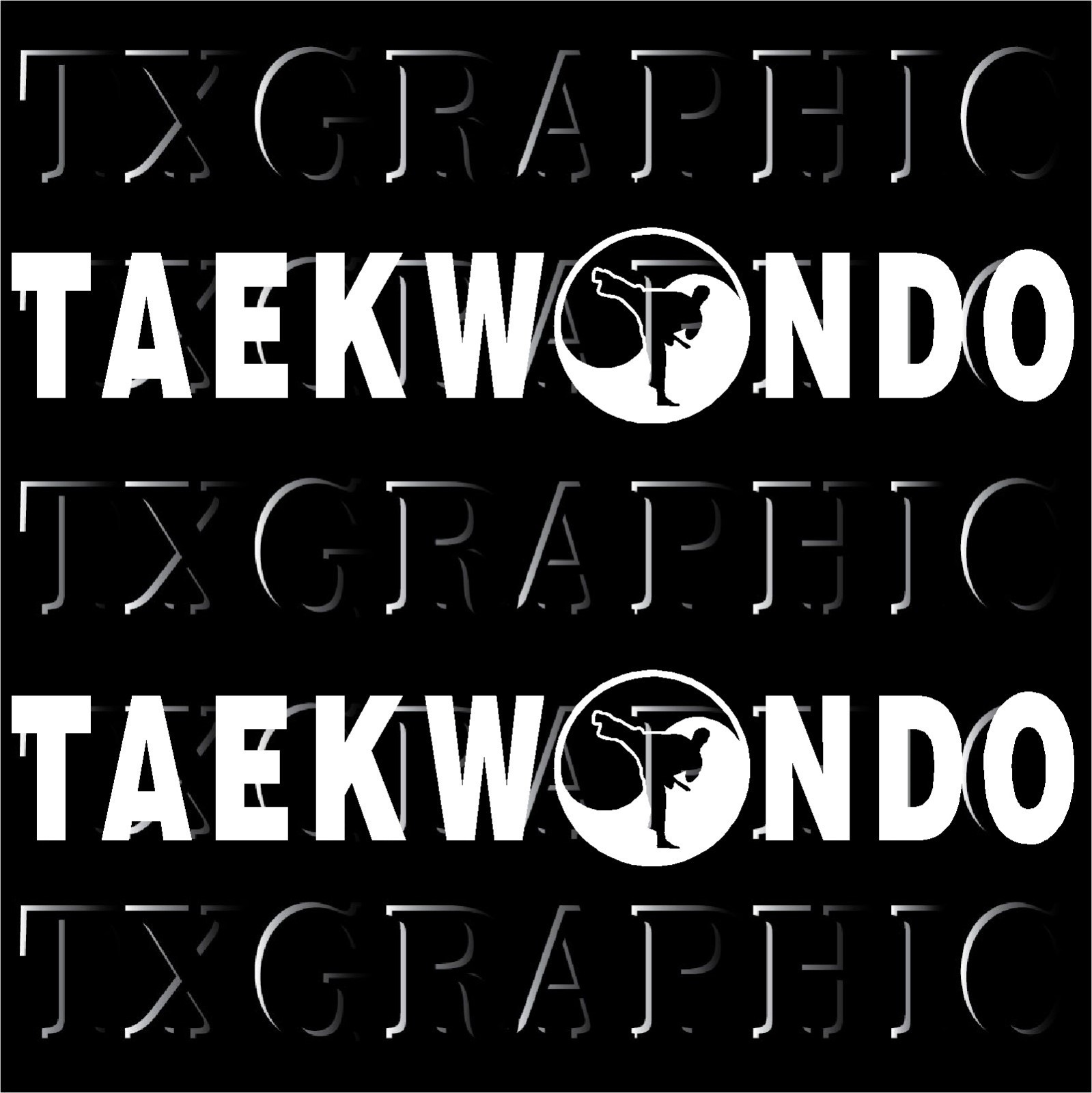 TAEKWONDO Vinyl Cut Sticker Decal Martial Art Sidekick Yin Yang , 1 SET OF 2