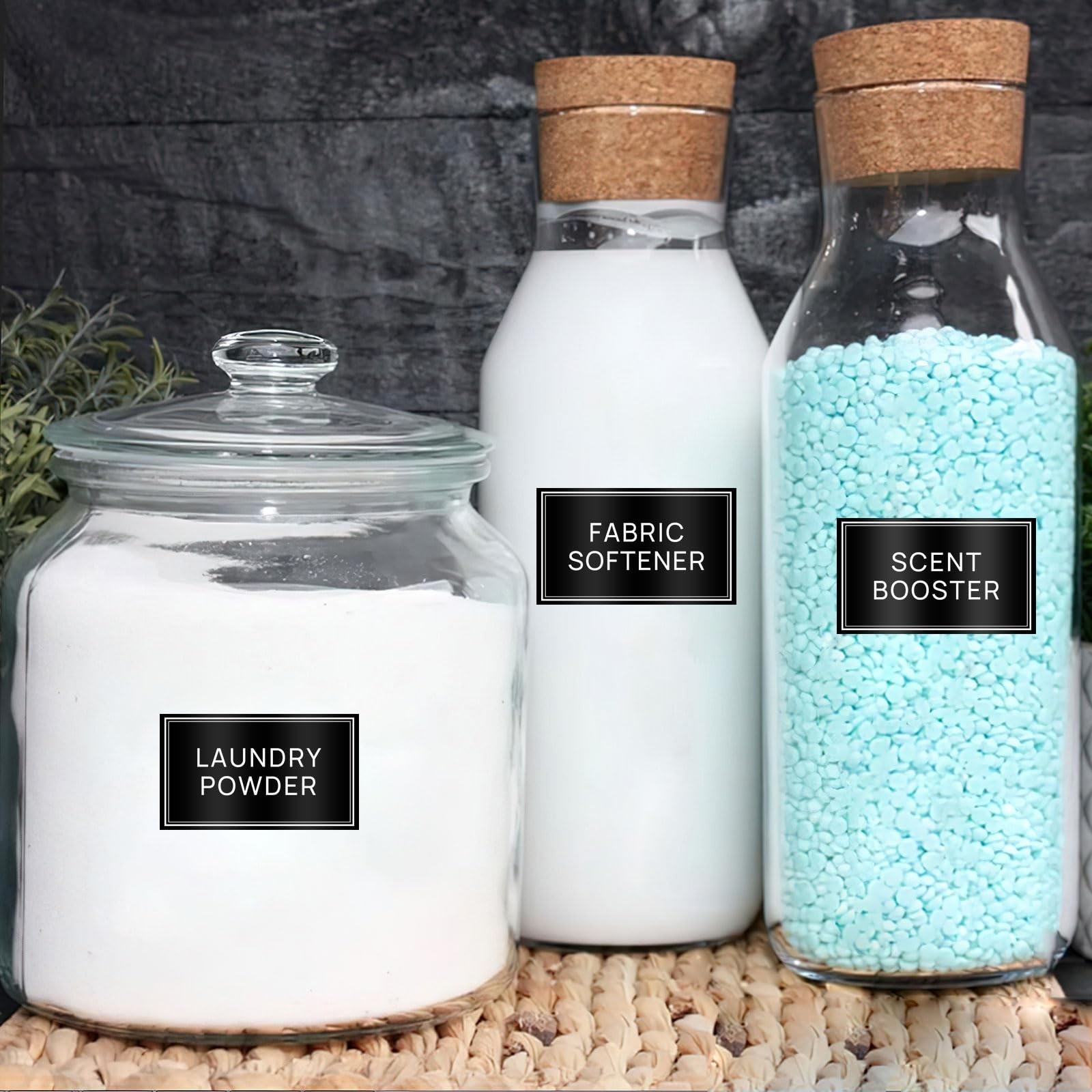 64 PCS Laundry Labels for Jars,Minimalist Laundry Room and Bathroom Label Sti…