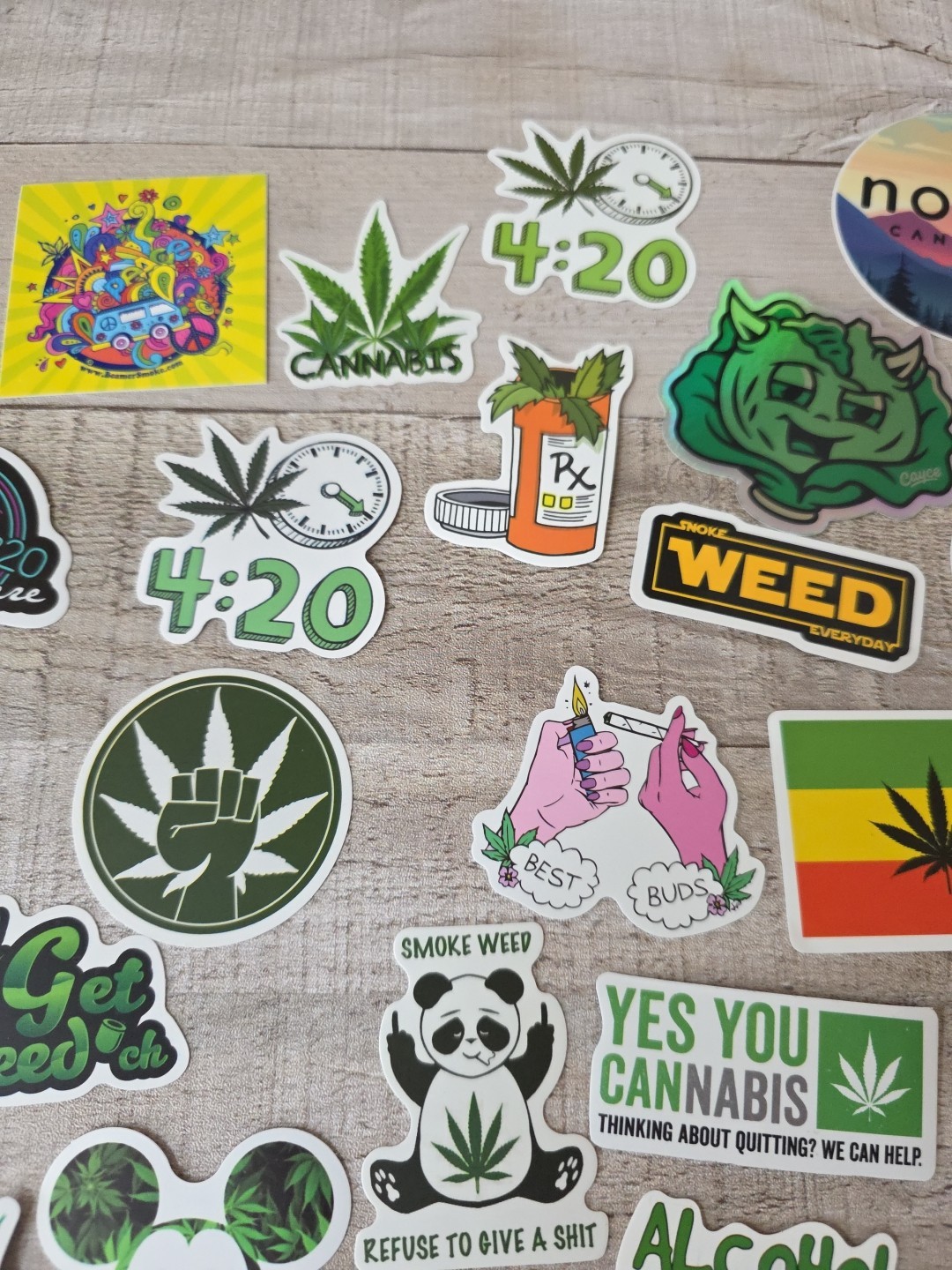 (65) Marijuana Theme Stickers Decals Cannabis Weed Humor