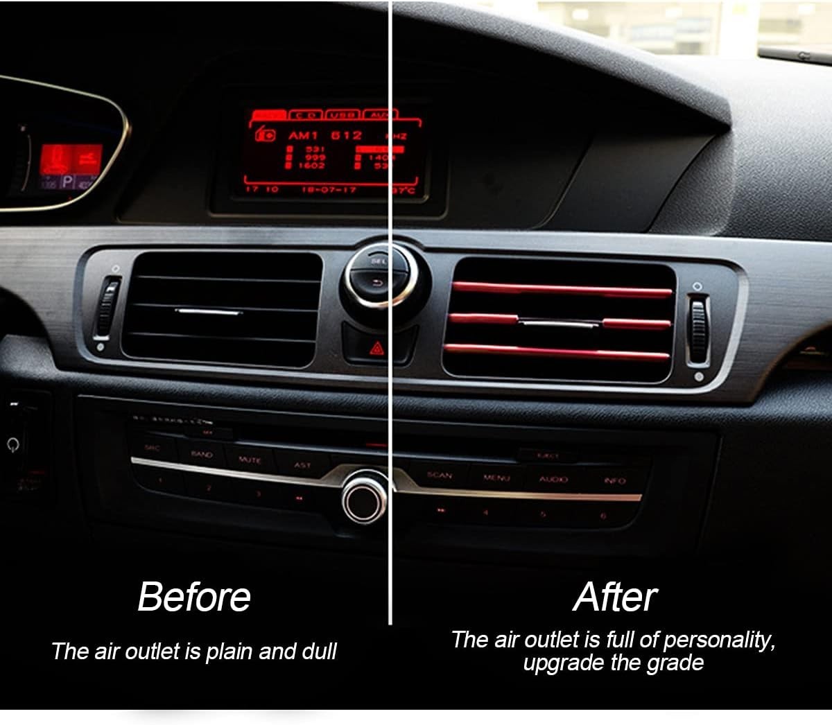 Car Air Vent Outlet Decoration Strips Set Waterproof Bendable Trim Interior A…