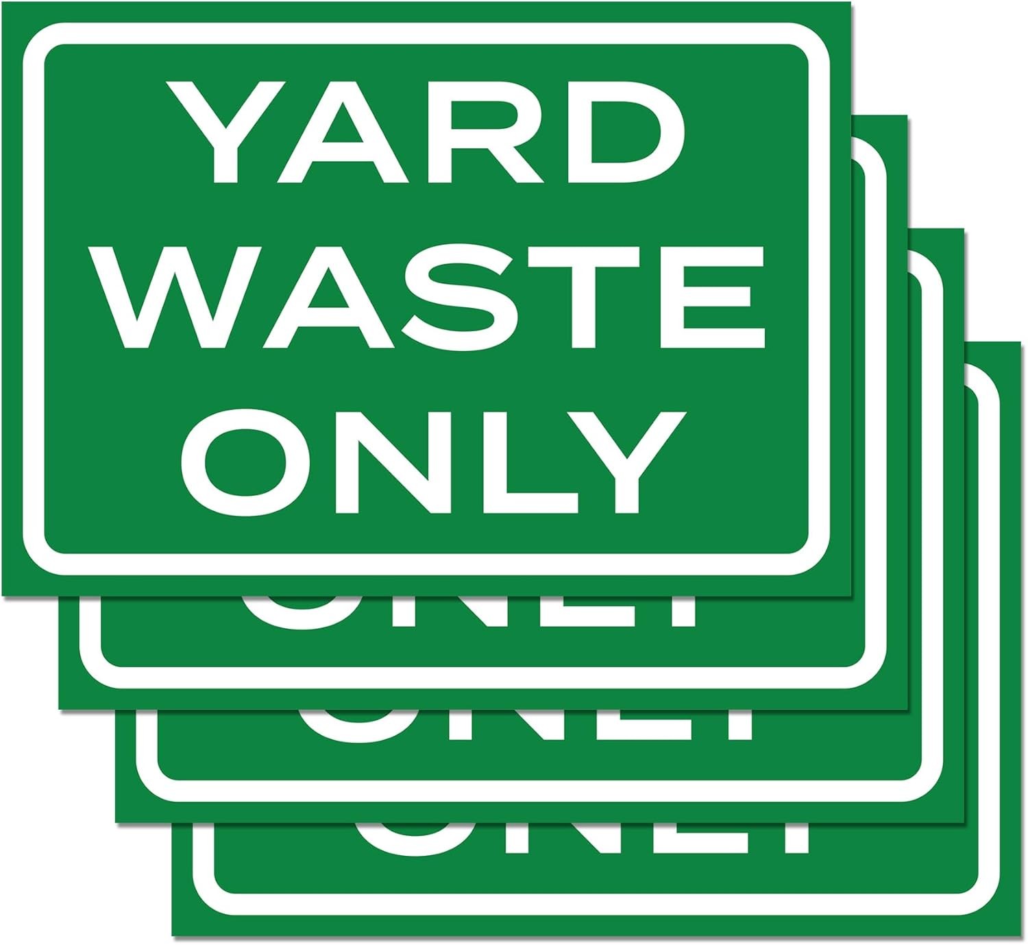 4pk Yard Waste Vinyl Stickers 10×7 Weatherproof Labels