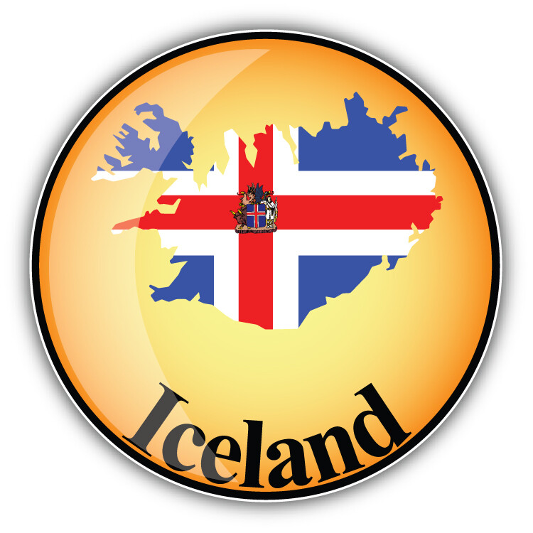 Iceland Map Flag Glossy Label Car Bumper Sticker Decal