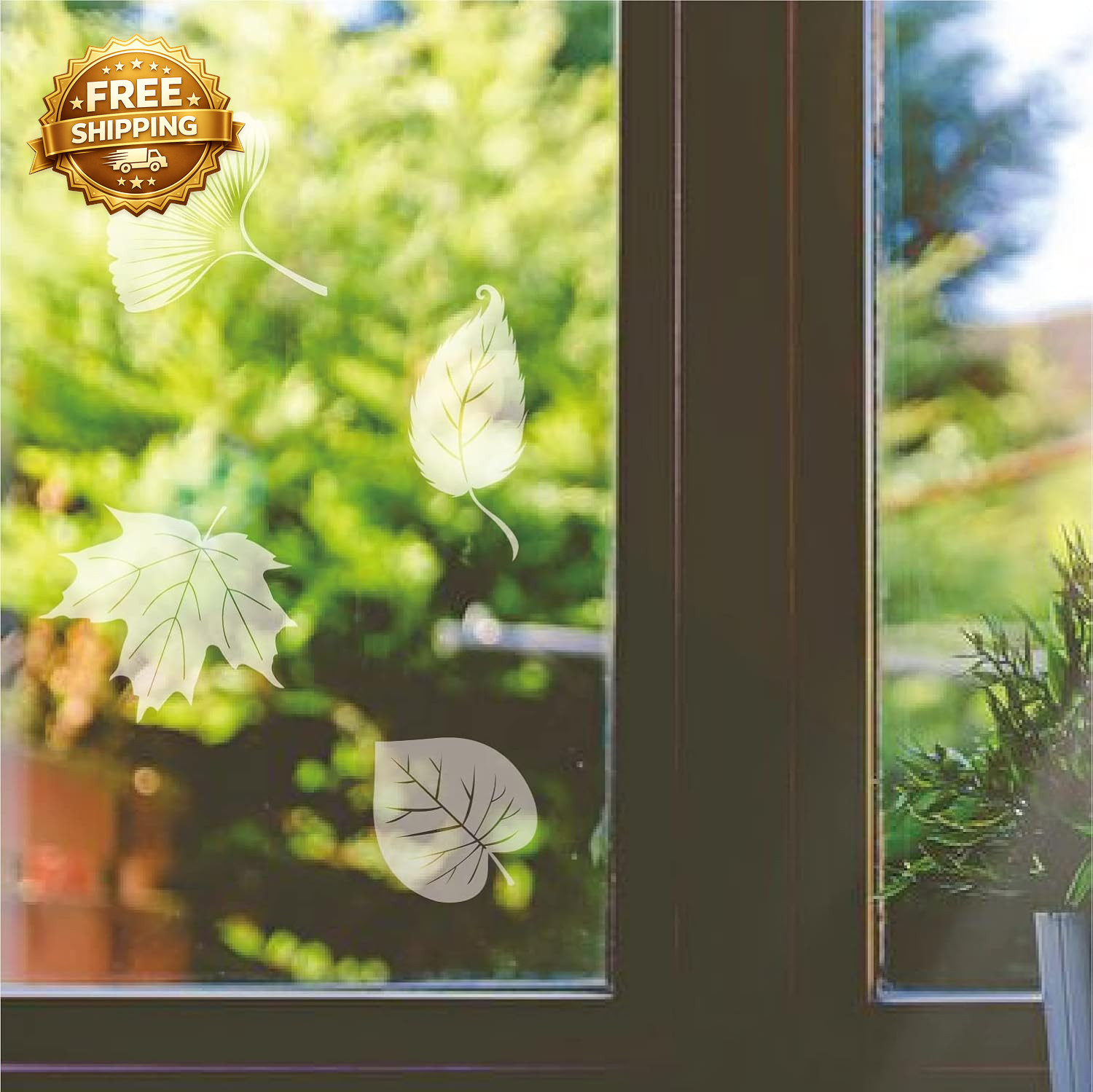 Window Decals for Bird Strikes 52 Pieces Large Leaf Shape anti Collision Window