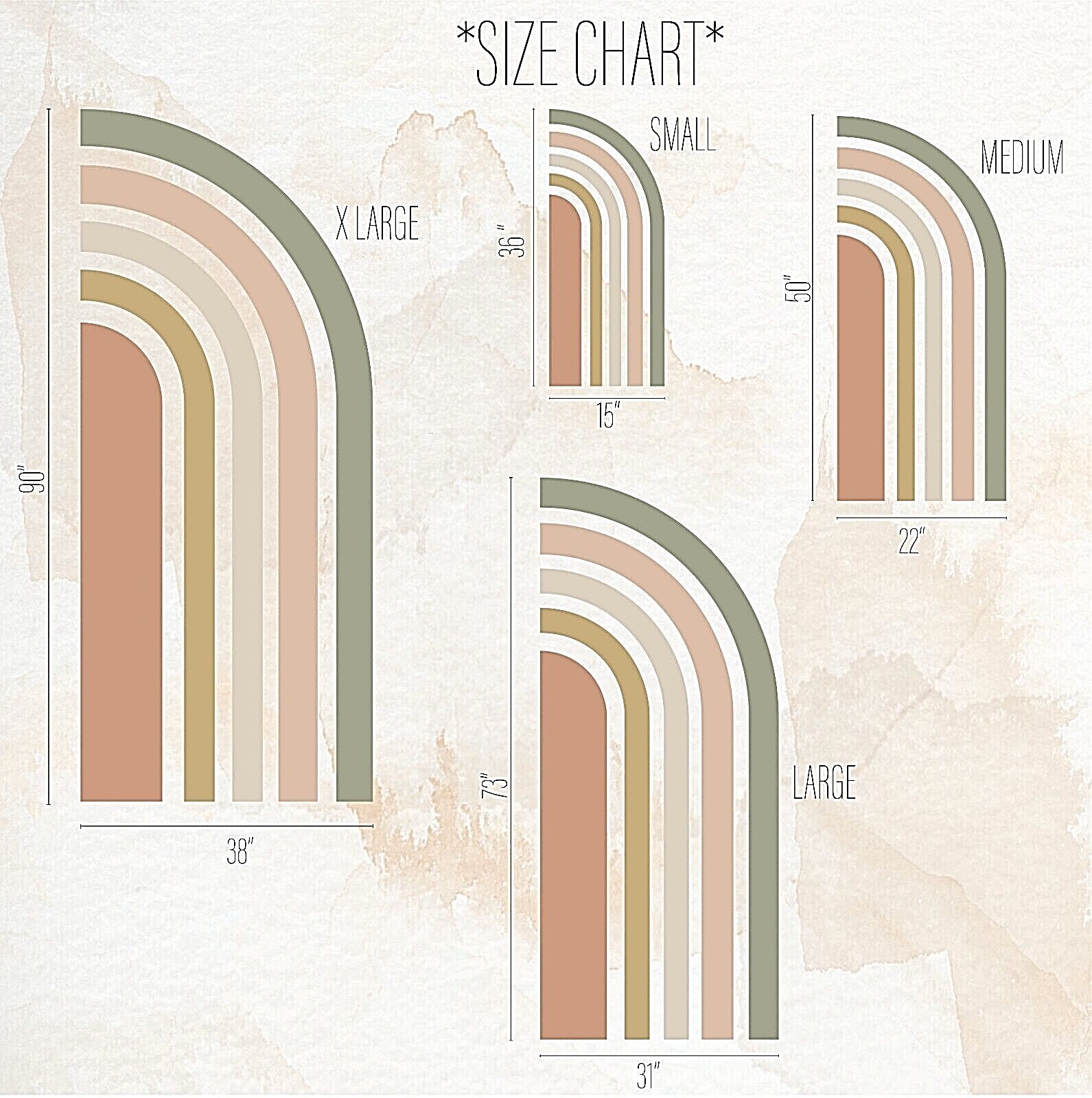 Colorful Elongated Half Rainbow Wall Decals, Stickers, Wall Art Decoration 536