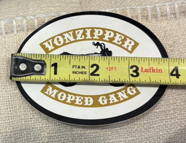 Vonzipper Moped Gang Sticker! 1960's Style! Oval! Black, White and Gold ~Honda