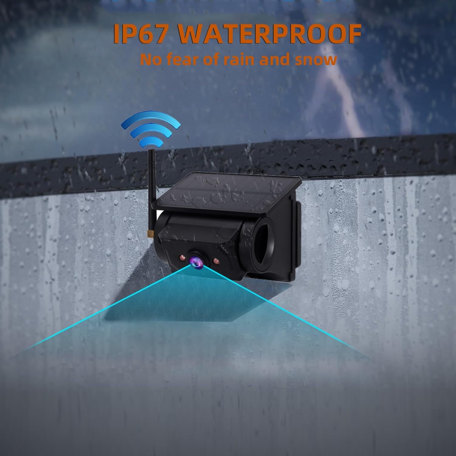 Magnetic Solar Wireless Backup Camera for 5"/7"/10" DVR – 1080P Rechargeable Rea