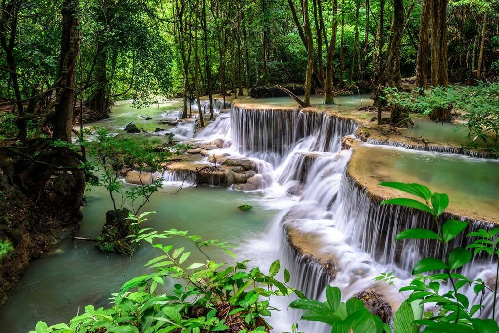 Huay Mae Kamin River Waterfall Jungle Forest Thailand Photo Cool Wall Art Pri…