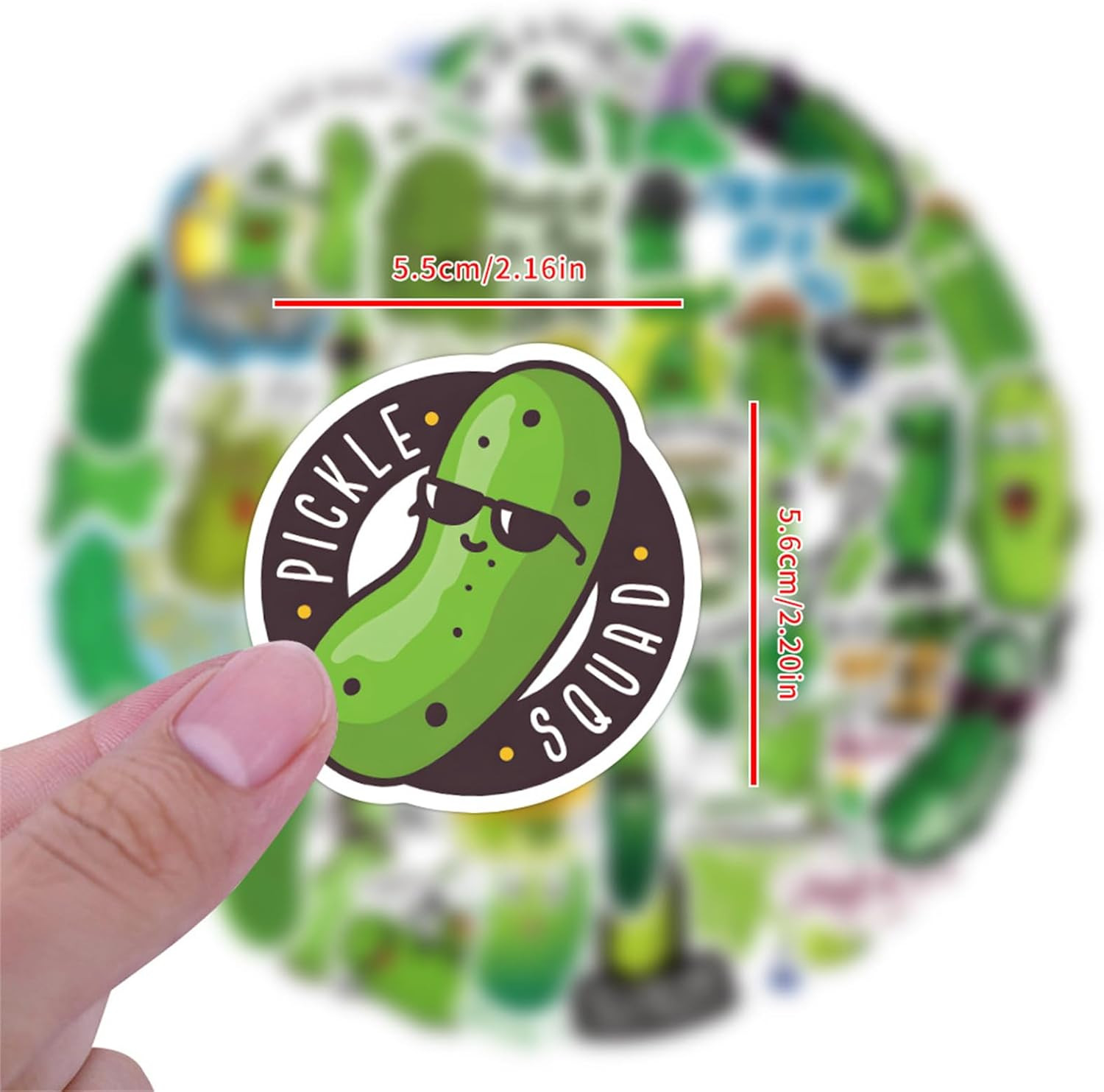 60Pcs Pickle Aesthetics Cartoon Stickers Pack Vinyl Waterproof Stickers for Wate