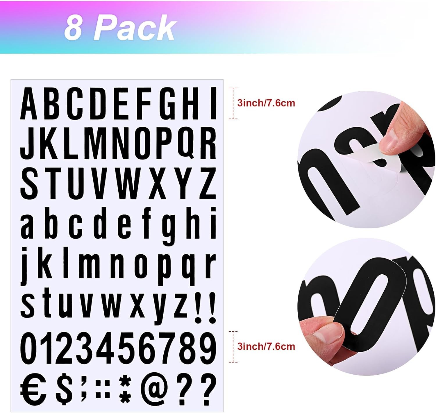 8 Sheets Self Adhesive Vinyl Letters Numbers Kit, Mailbox Numbers Sticker for…