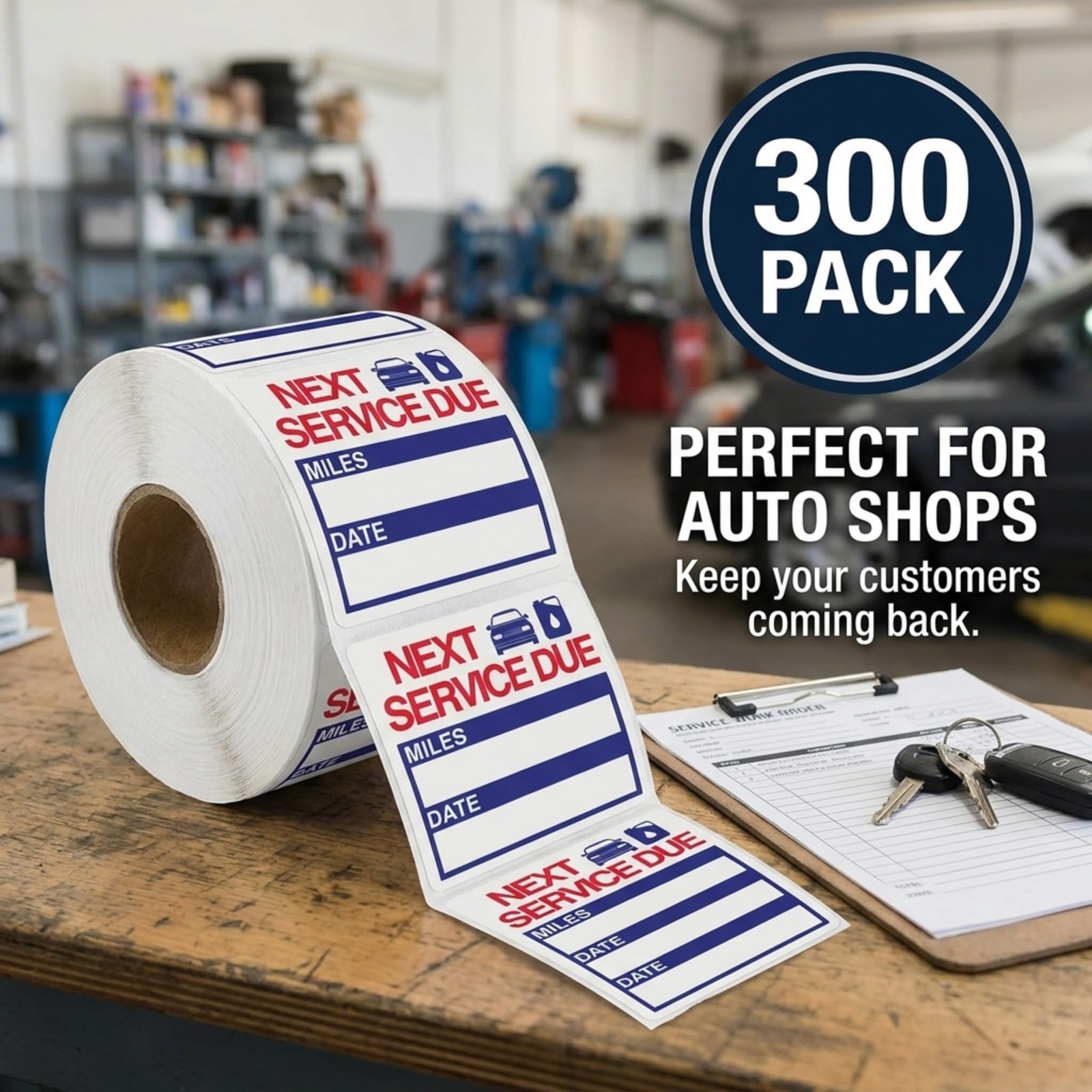 300 Pcs Oil Change Stickers – 2” x 2” Removable Vinyl Labels for Windshield, …