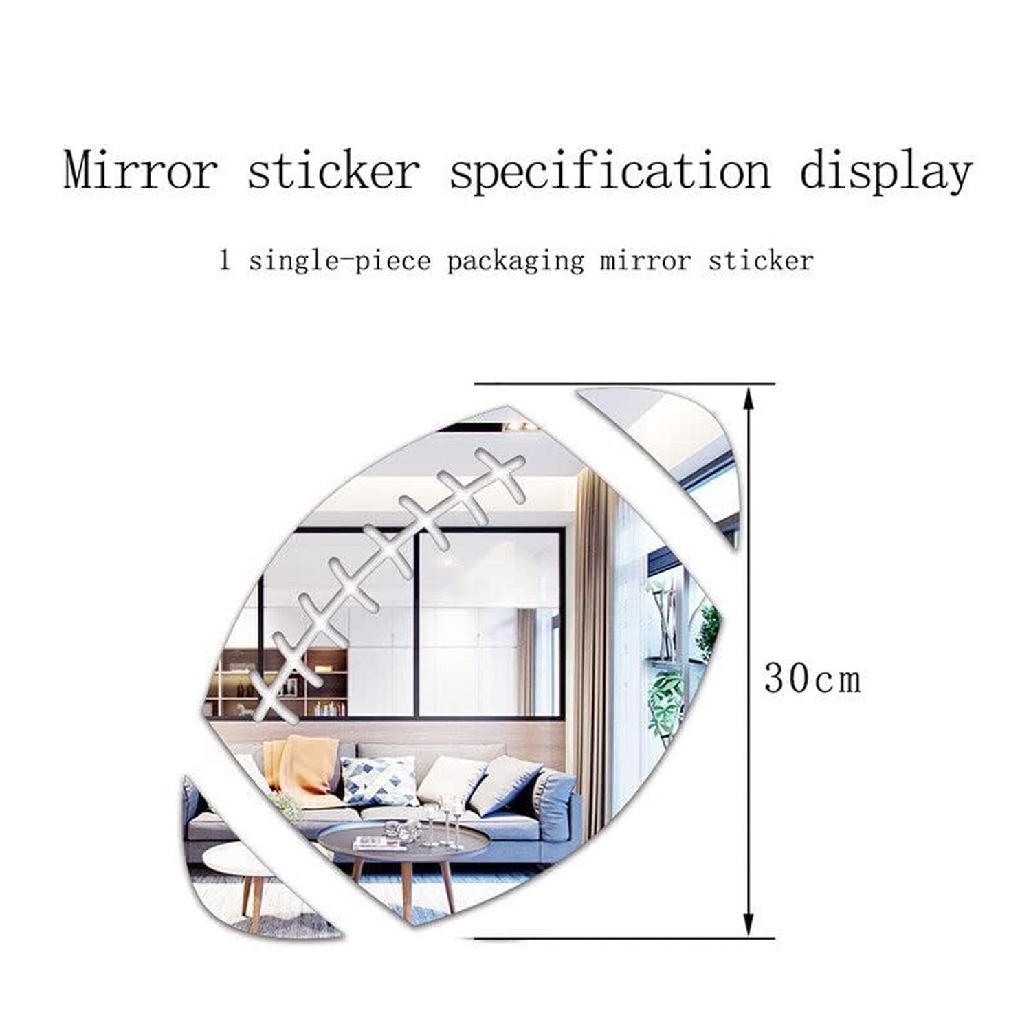 ODOTTAA, Sports Theme Football Shaped Acrylic Mirror Art Sticker for Wall Dec…