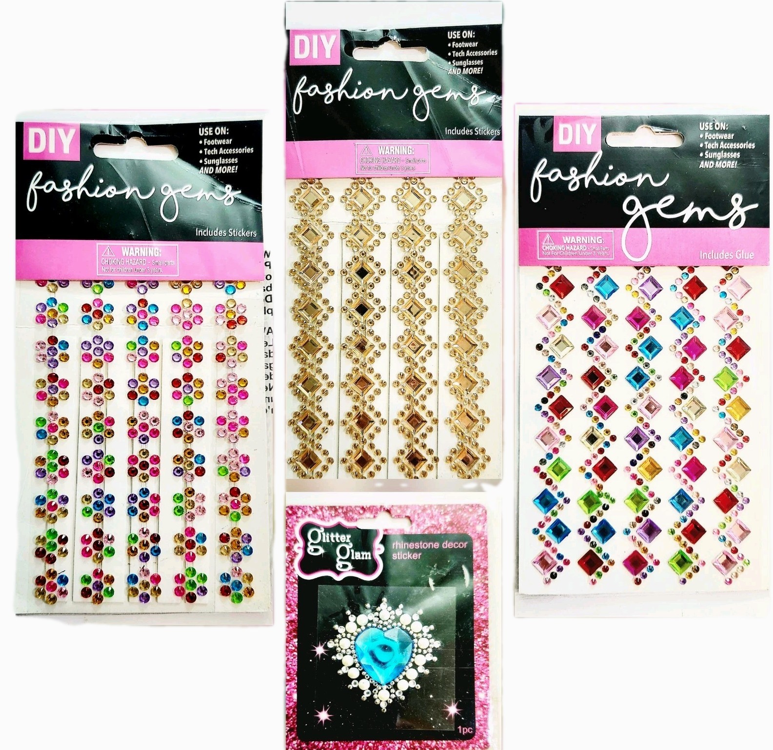 DIY Fashion Gems For Footwear/Tech/Sunglasses/Scrapbooking Borders. Set Of 4 NEW