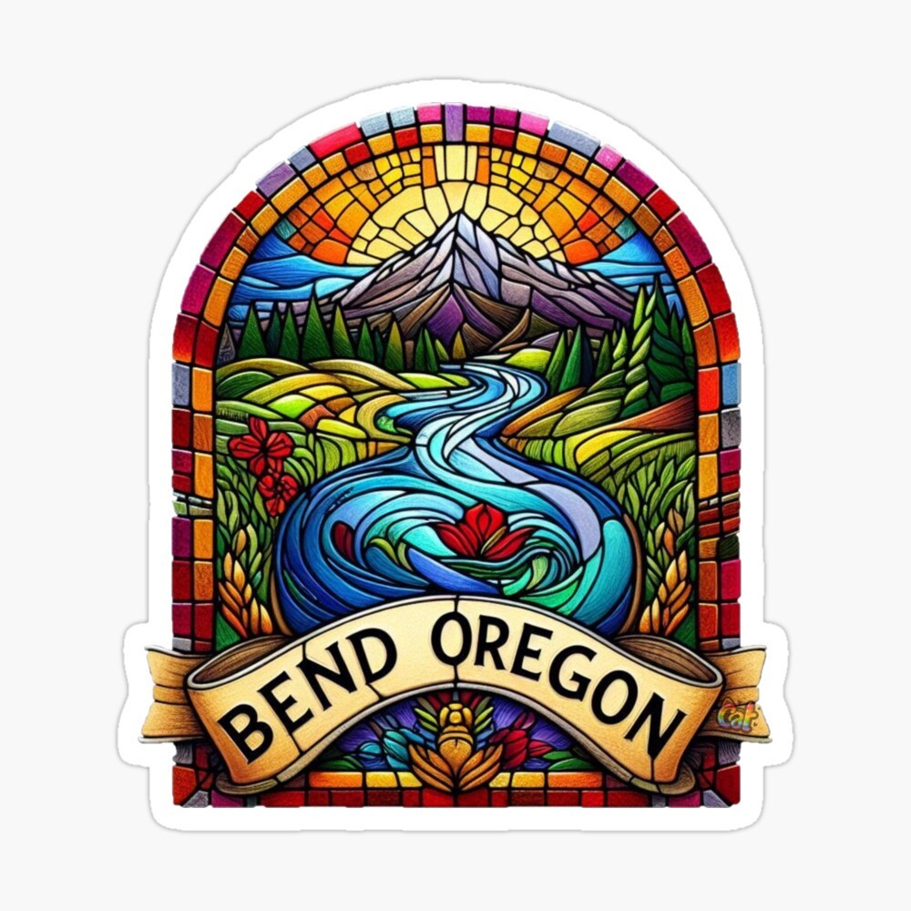Bend Oregon River Journey Sticker C Autumn Trapp Original Art 3" x 3"