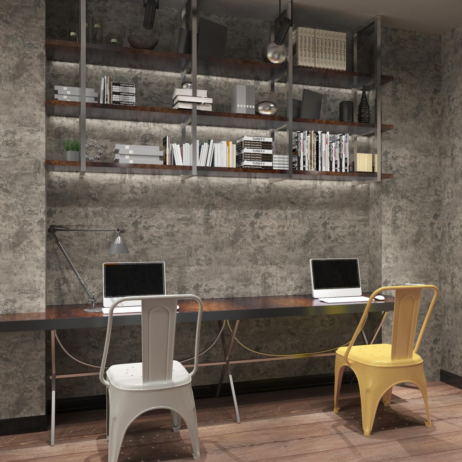 16"×591" Light Brown Grey Concrete Wallpaper Peel and Stick 3D Industrial Cem…