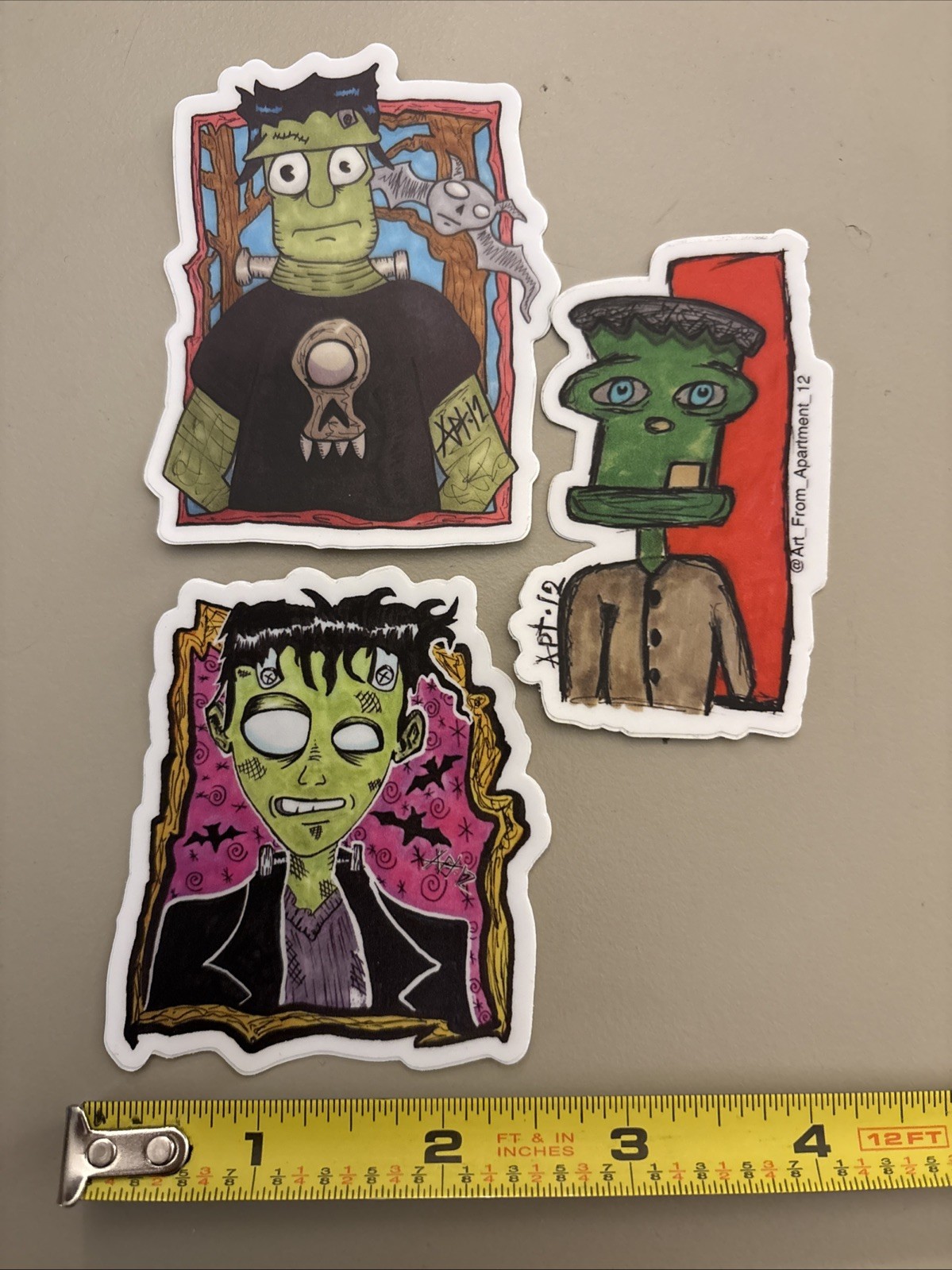 Frankenstein Monster (3 Pc Sticker Lot Dishwasher Safe) Halloween Movie Horror