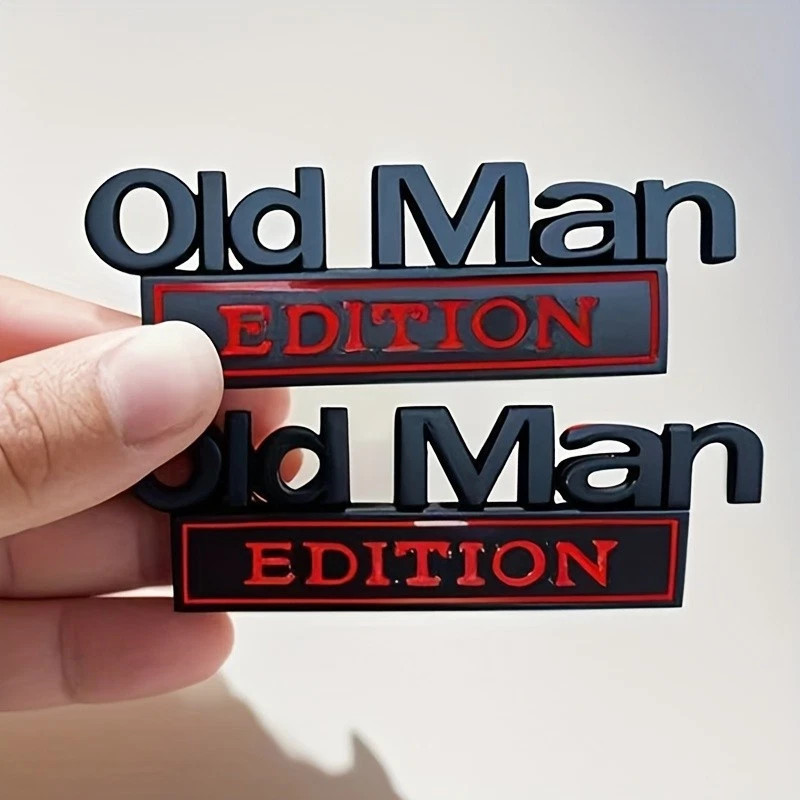 1/2PCS Metal Old Man Edition Emblem 3D Badge for Universal Car Truck ChroCW