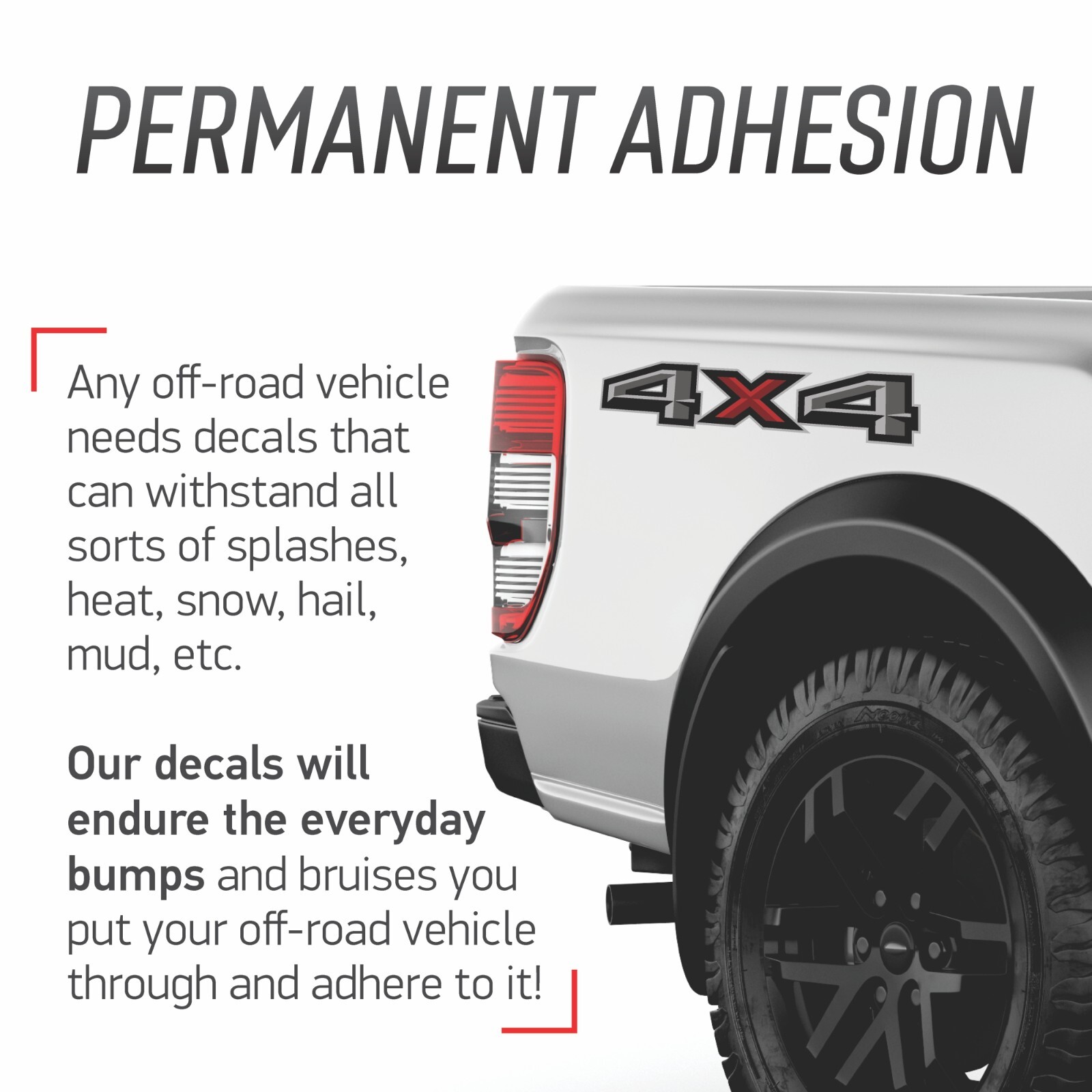 4×4 Bedside Decals Compatible with Ford F-150 2015-2018 Set of 2 Choose Color
