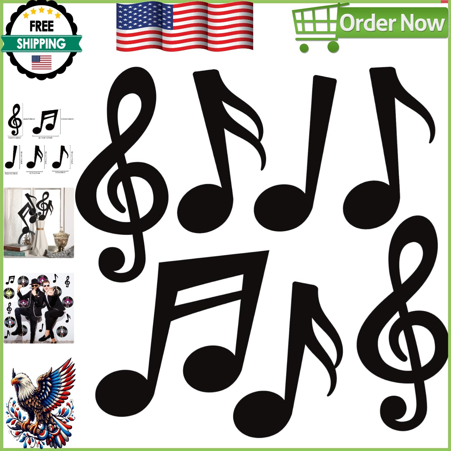 Lightweight 6-8 Inch Music Notes Cutouts – Thematic Decorations for Any Occasion