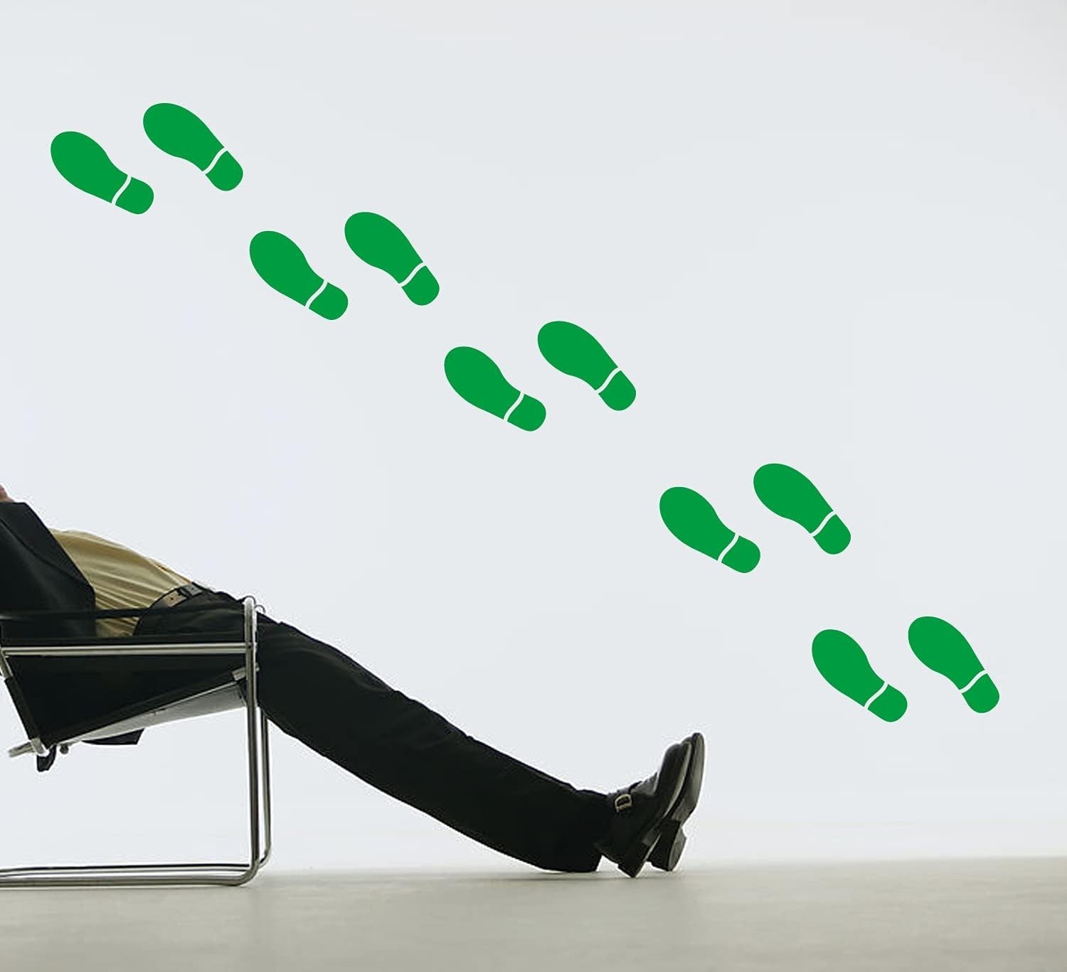 20 Pairs 40 Prints Green Footprints Floor Decals 7 Inch Shoe Stickers Feet Di…