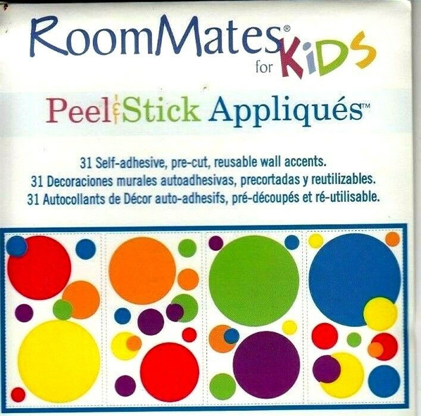 Polka Dots 31 Big Wall Stickers Decals Green Red Blue Yellow RoomMates Kids