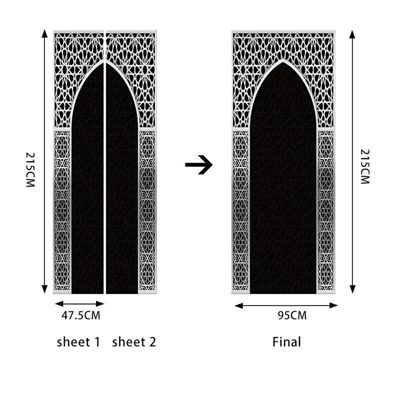 Muslim Arabic Door Sticker Islamic Wallpaper Living Room Door Decor Furniture