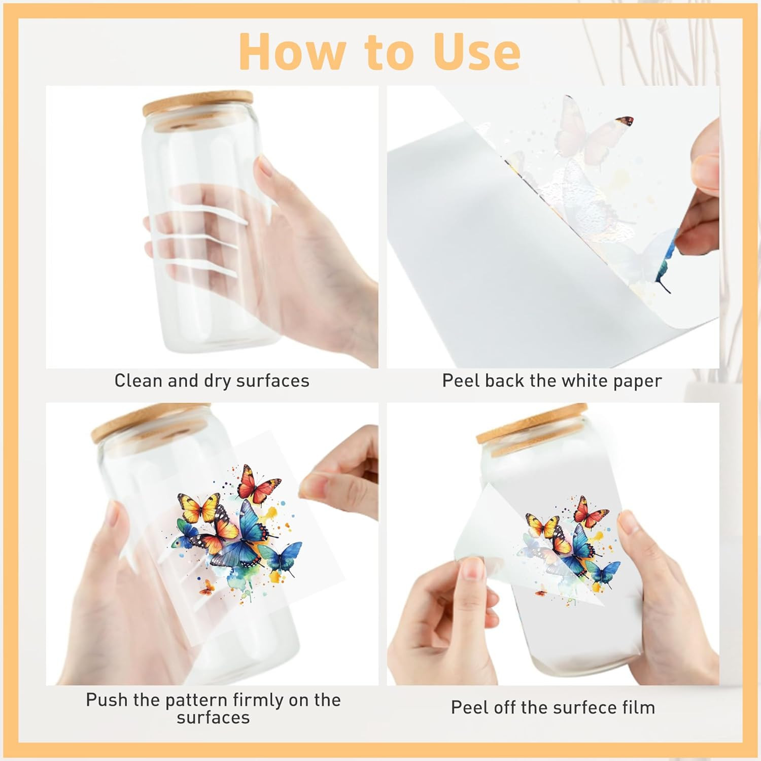 UV DTF Cup Wraps Stickers – 20 Sheet Butterfly UV DTF Transfer Stickers, Animal