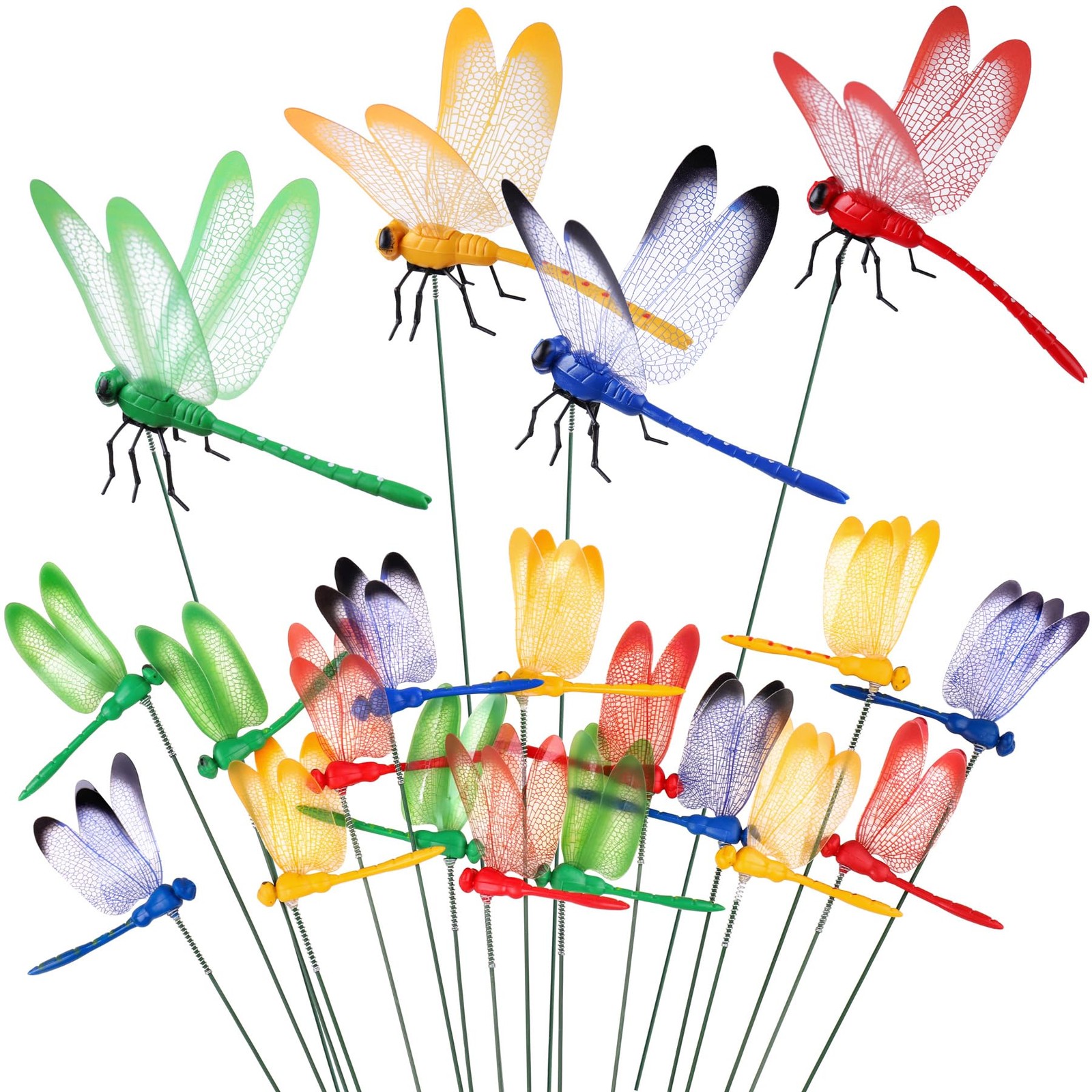 Amaonm 20pcs 3D Colorful Dragonfly Garden Decorations Decor Dragon Fly Garden…