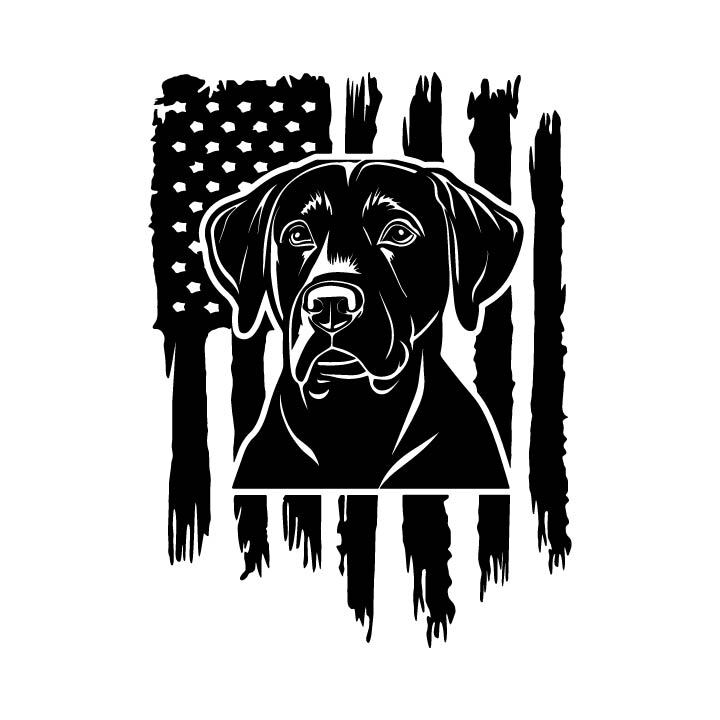 Distressed American Flag Black Lab Labrador Dog Puppy USA Patriot Decal Sticker