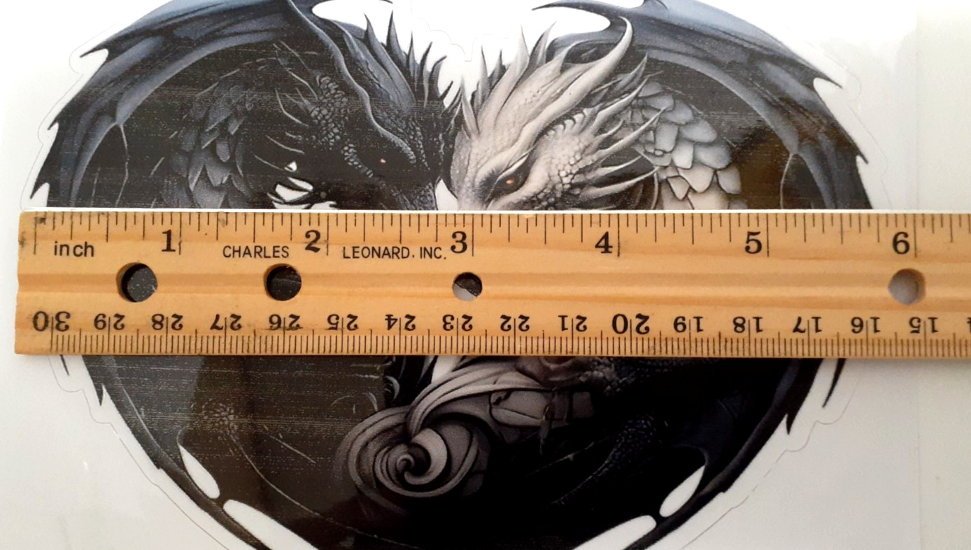 Black & White Dragon Heart Love Vinyl Decal Sticker 6" x 5"
