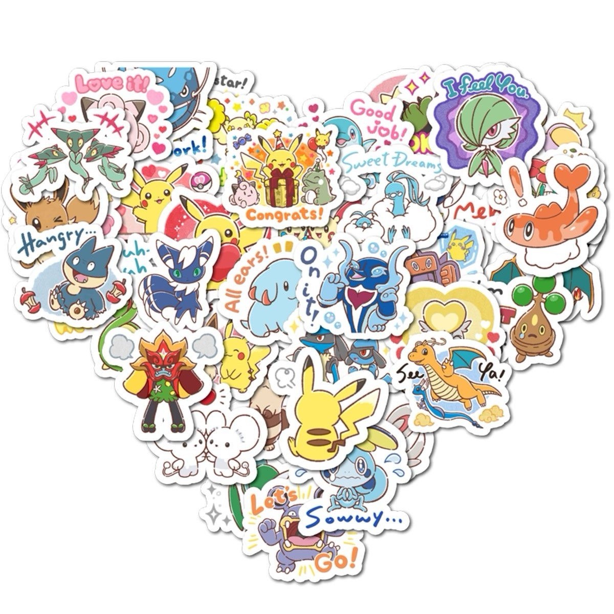 40pc Pokémon Cute Emoji Sticker Pack Pikachu Togepi Kawaii Laptop Decals Set
