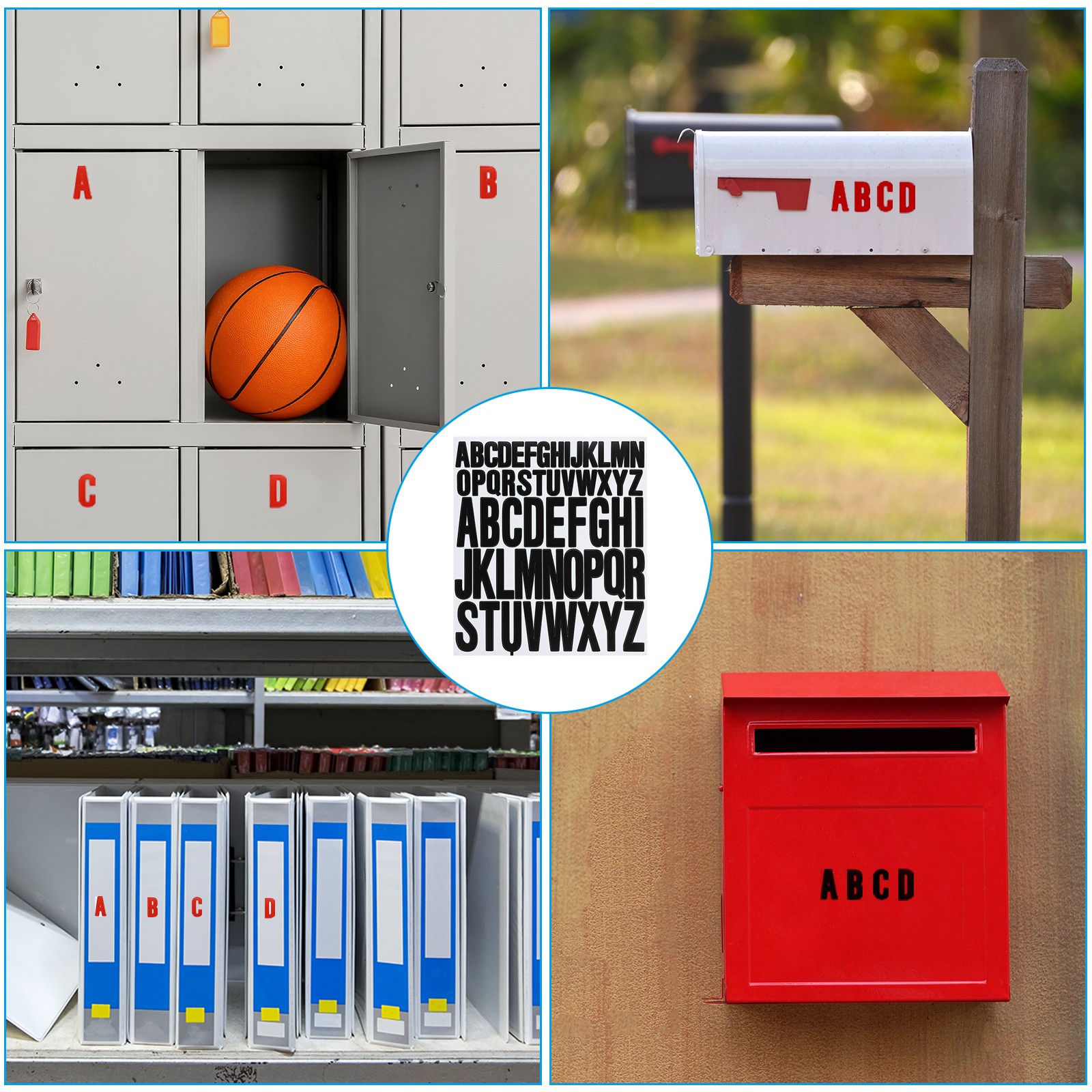 12 Sheets Letter Stickers 1 Inch 2 Inch Self Adhesive Alphabet Sticker Black