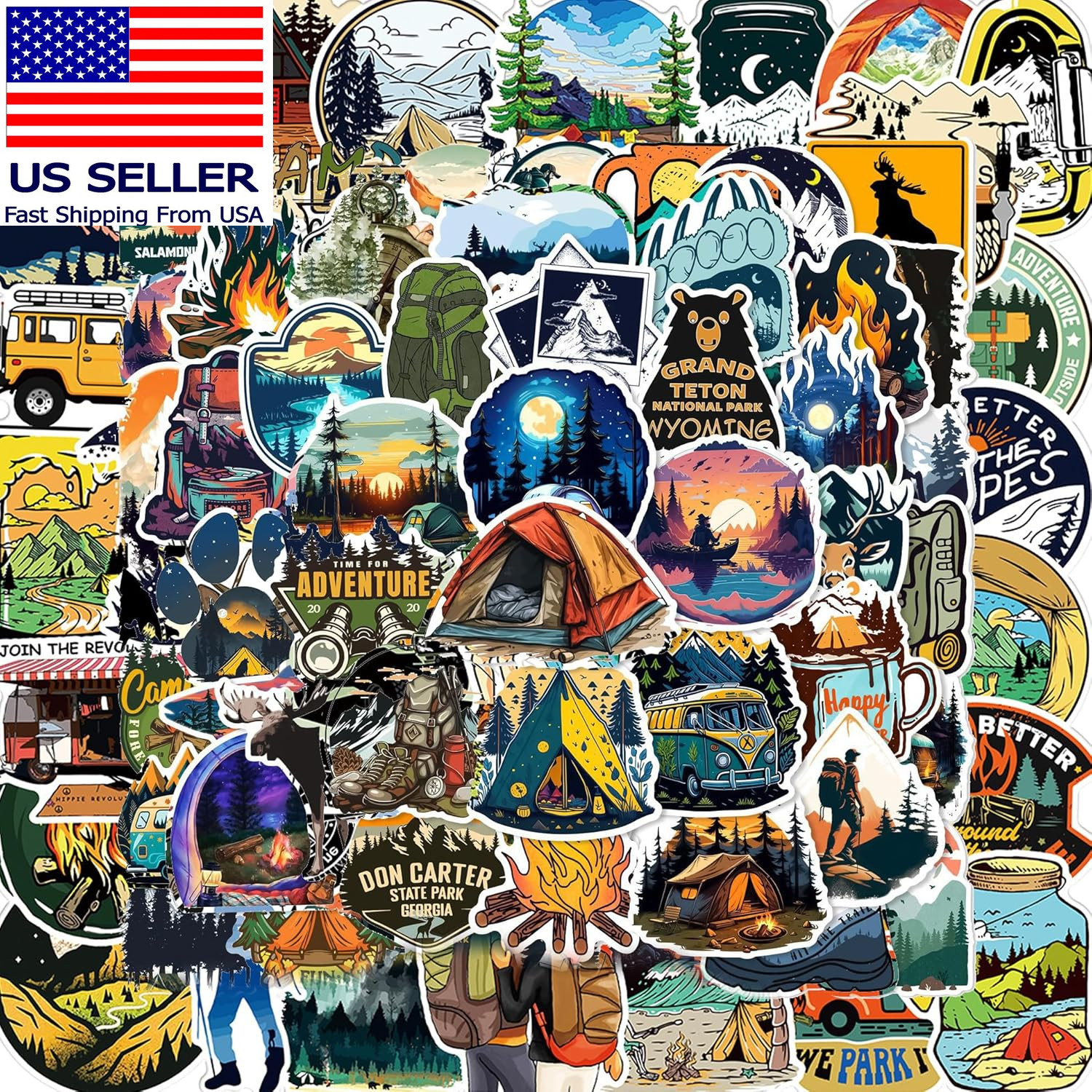 100 Pcs World Travel Stickers Set Cityscape Aesthetic Travel Map Sticker Vinyl W